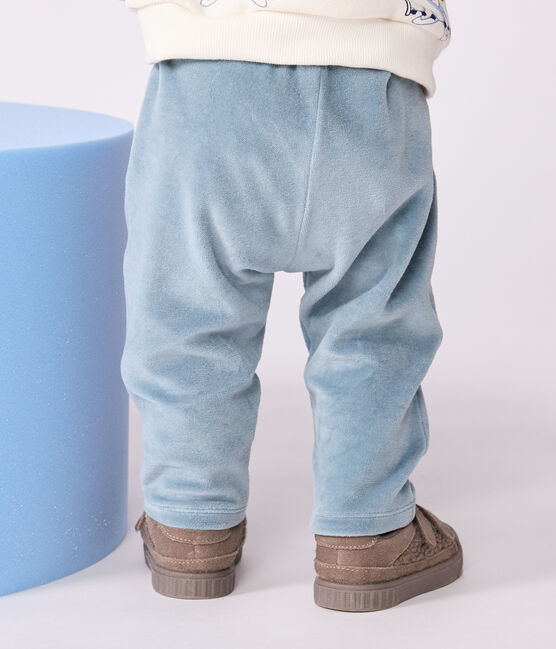 Pantalon bébé en bouclette velours uni bleu GOBELIN