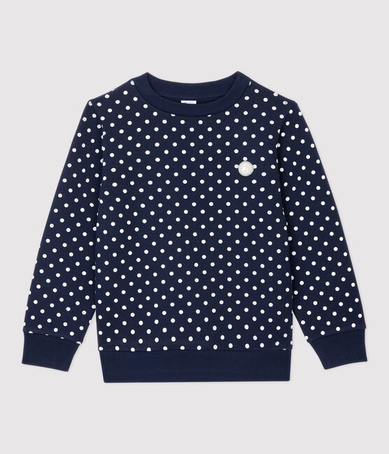 Molton meisjessweatshirt blauw SMOKING/wit MARSHMALLOW