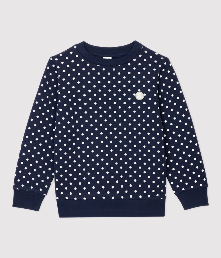 Sweatshirt en molleton enfant fille bleu/blanc