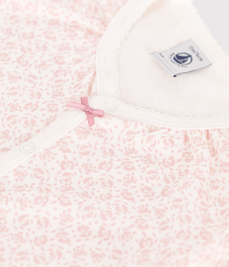 Kort babypakje van katoen met met bloemenprint wit/roze