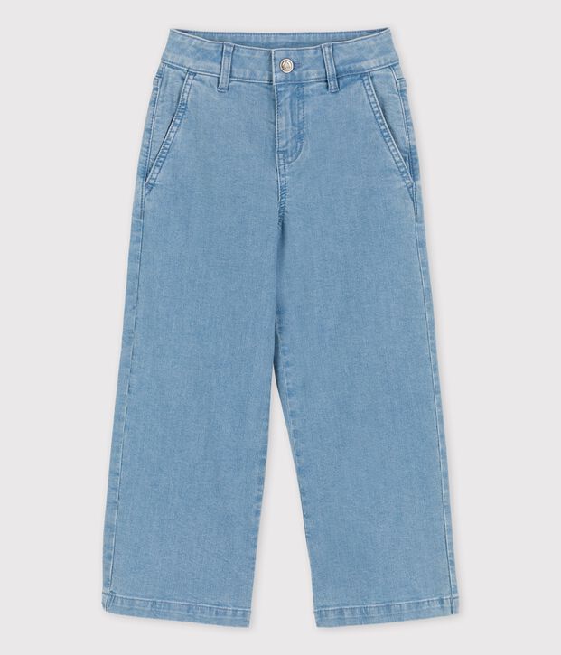Flared broek in lichte denim voor meisjes blauw