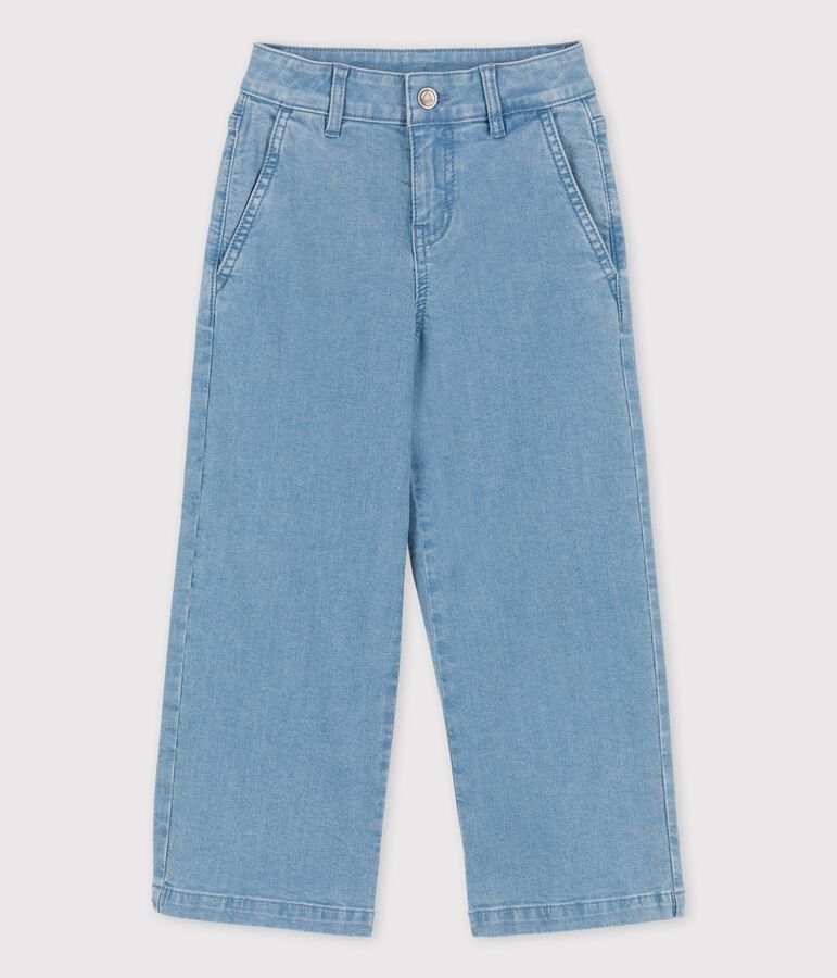 Flared broek in lichte denim voor meisjes blauw