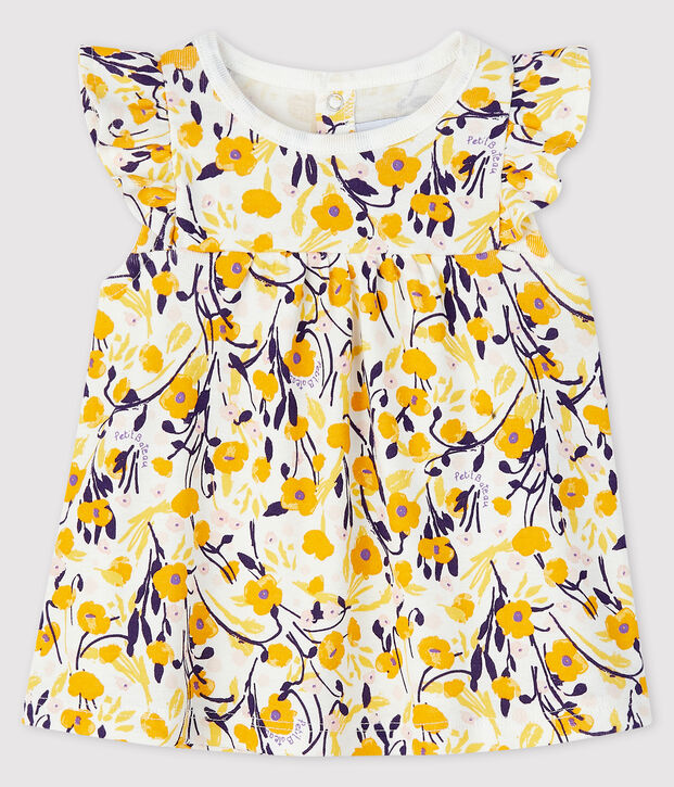 Blouse met korte mouwen babymeisje wit/multicouleur