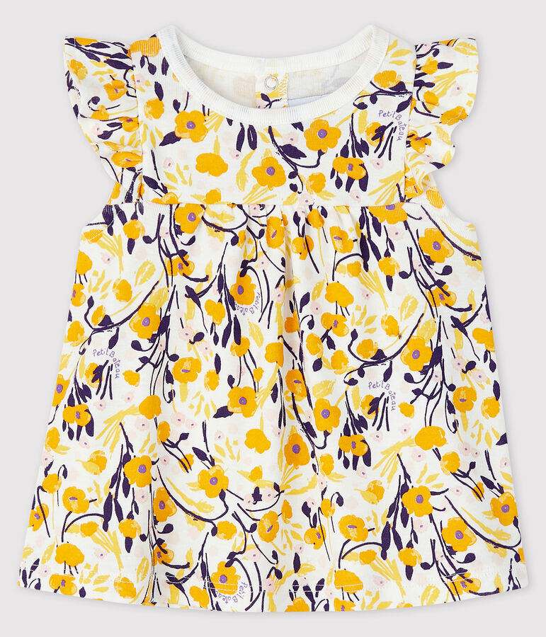 Blouse manches courtes b&eacute;b&eacute; fille blanc MARSHMALLOW/blanc MULTICO