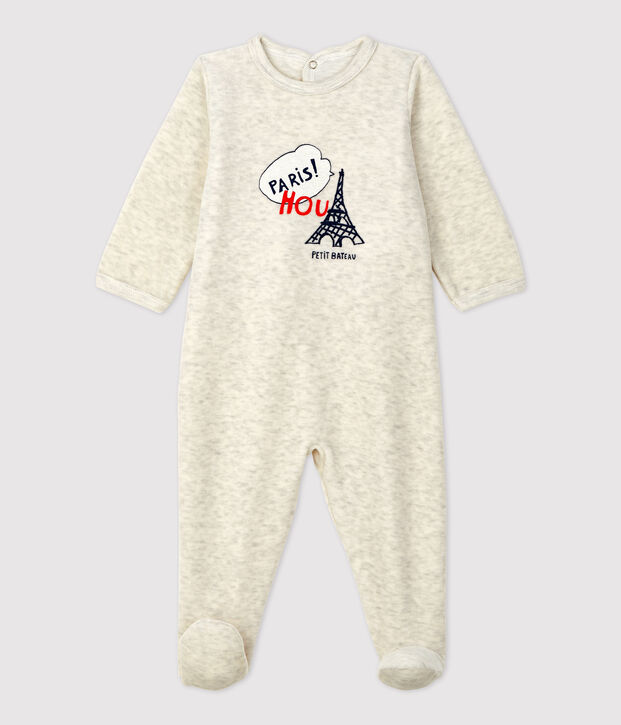 Dors-bien b&eacute;b&eacute; uni beige en velours beige chin&eacute;