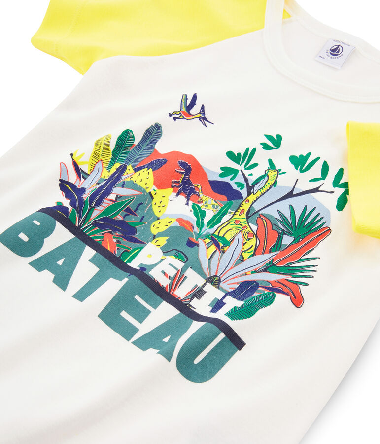 Korte pyjama van gebreide stof voor jongentjes wit/multicouleur