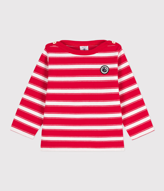 Marini&egrave;re voor baby's van dik gestreept jerseykatoen rood/wit