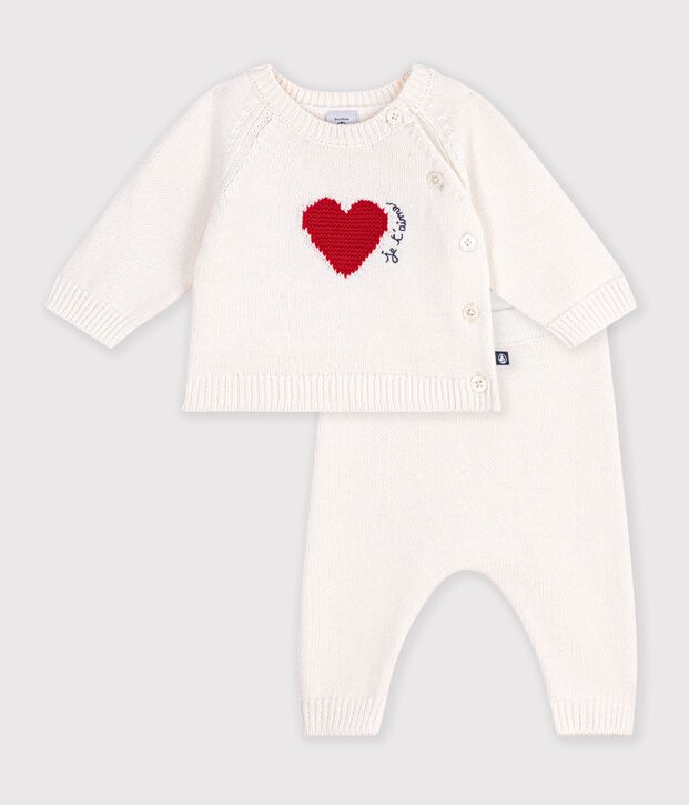 Gebreid babysetje met jacquardmotief rood/rood