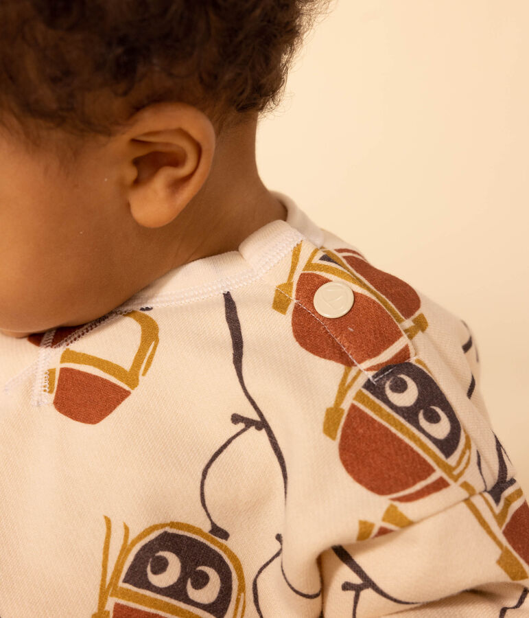 Sweatshirt in molton met print voor baby's. ecru/multicouleur