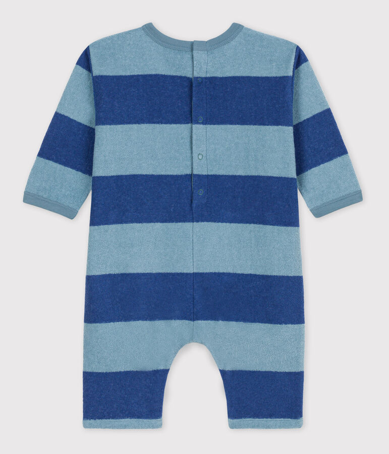 Lang pakje in boucl&eacute;badstof voor babyjongens blauw/blauw