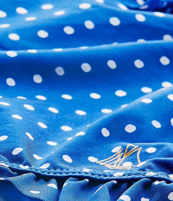 Badpak met stippen voor babymeisjes blauw PERSE/wit MARSHMALLOW
