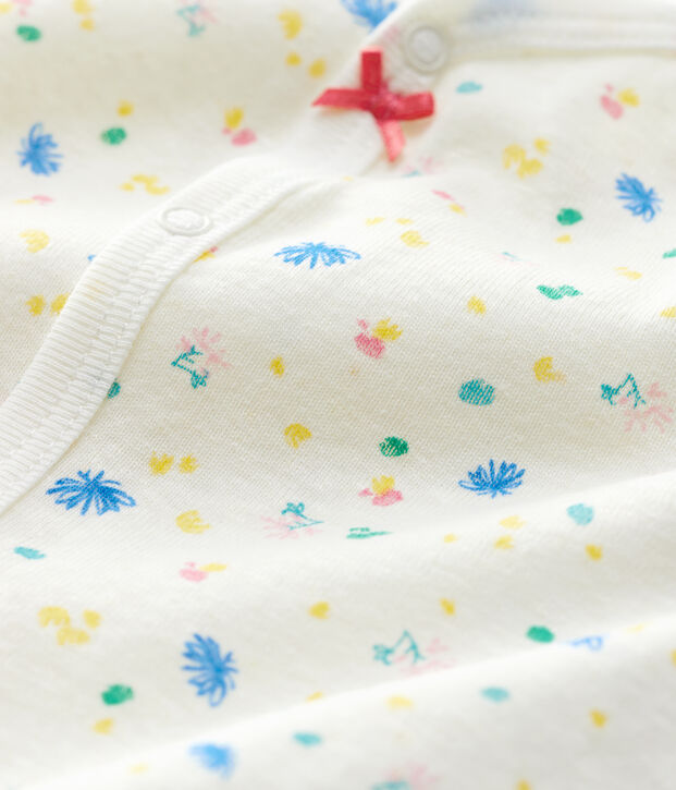 Combicourt &agrave; petites fleurs b&eacute;b&eacute; en coton et lin blanc/multicouleur