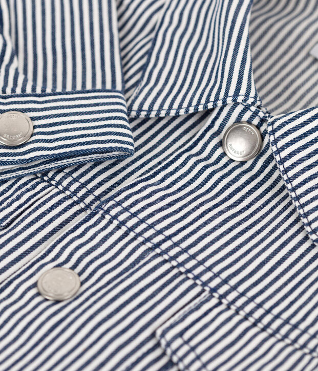 Veste en toile de coton ray&eacute;e enfant fille bleu/blanc