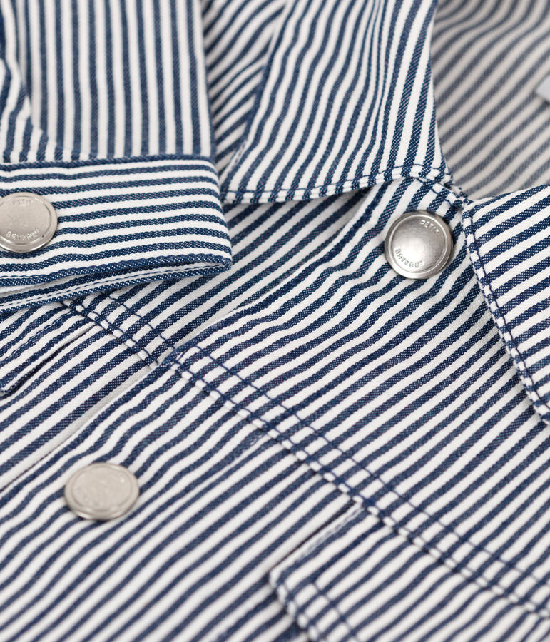 Veste en toile de coton ray&eacute;e enfant fille bleu/blanc