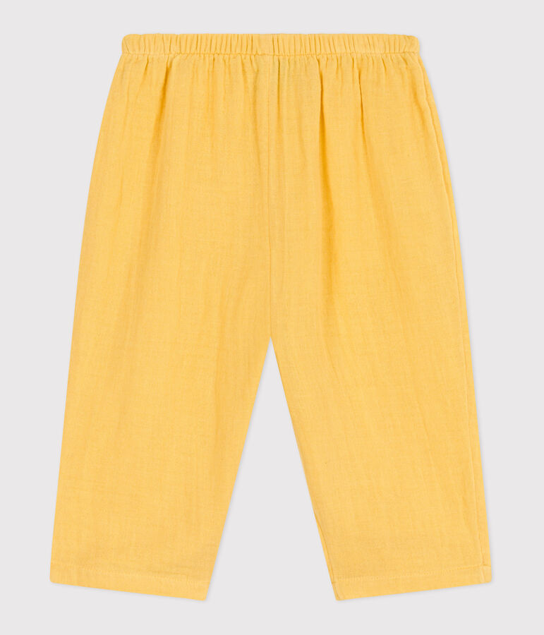 Pantalon b&eacute;b&eacute; en gaze de coton uni jaune ORGE