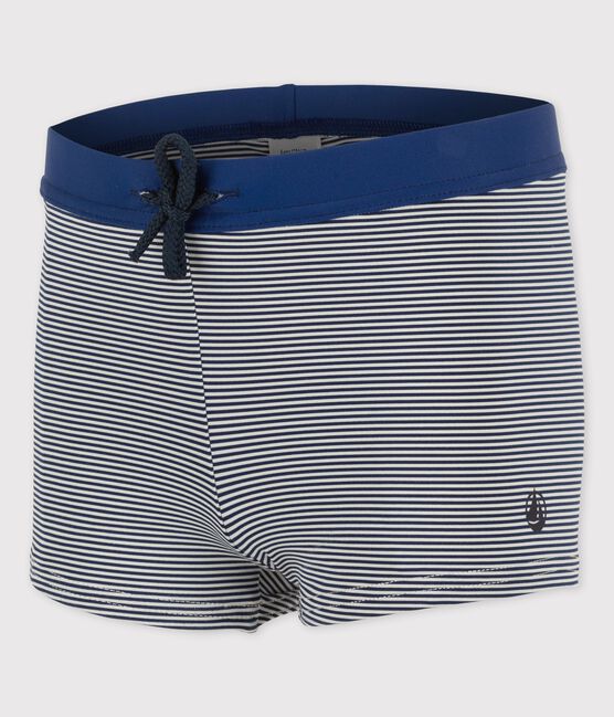 Iconisch zwempak voor jongens blauw MEDIEVAL/wit MARSHMALLOW