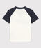 Jersey T-shirt met korte mouwen voor jongens wit MARSHMALLOW/blauw SMOKING