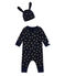 Combinaison et bonnet bébé garçon bleu SMOKING/jaune DORE