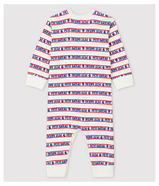 Dors-bien sans pieds Petit Bateau bébé en coton blanc MARSHMALLOW/blanc MULTICO