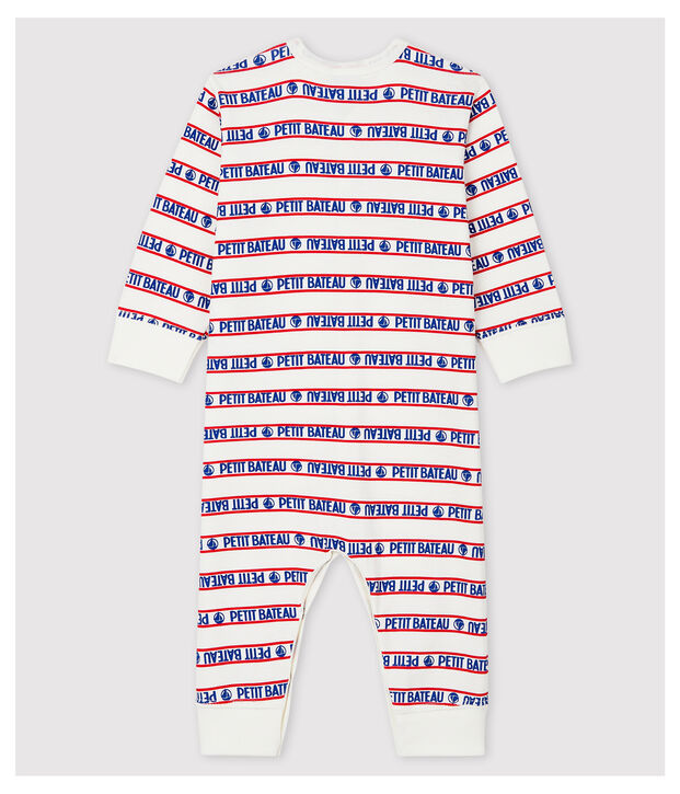 Dors-bien sans pieds Petit Bateau b&eacute;b&eacute; en coton blanc/multicouleur