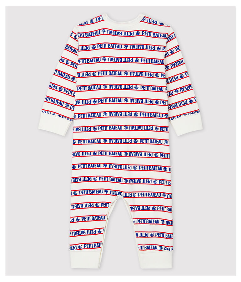 Dors-bien sans pieds Petit Bateau b&eacute;b&eacute; en coton blanc MARSHMALLOW/blanc MULTICO