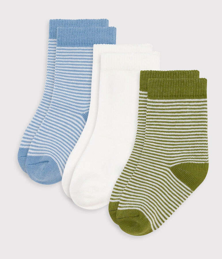 3 paires de chaussettes b&eacute;b&eacute; en coton milleraie multicouleur