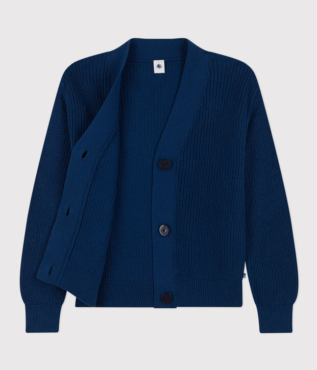 Katoenen vest in Engelse ribstof voor dames blauw