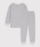 Gestreepte pyjama meisje/jongen in tubic wit MARSHMALLOW/blauw SMOKING