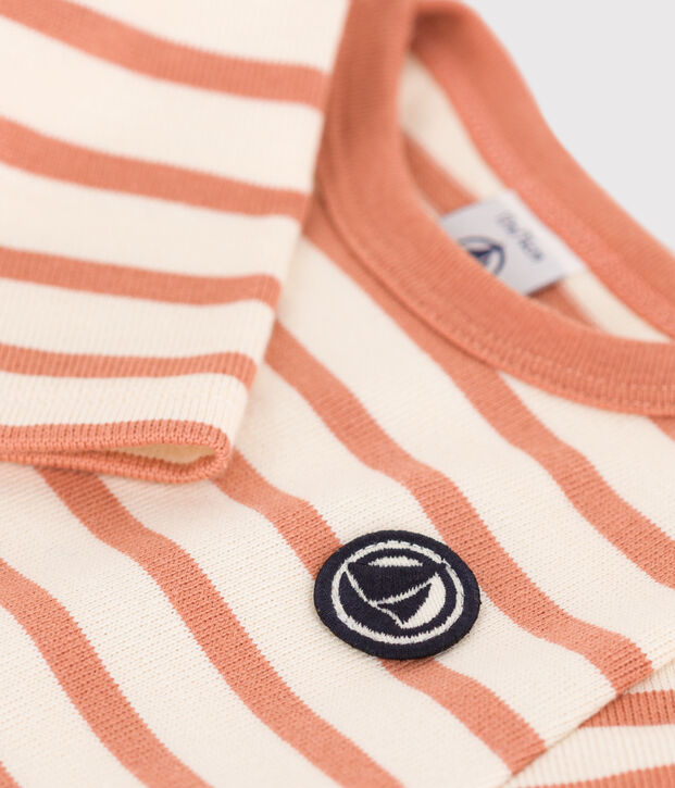 Marini&egrave;re voor baby's van dik jerseykatoen ecru/roze