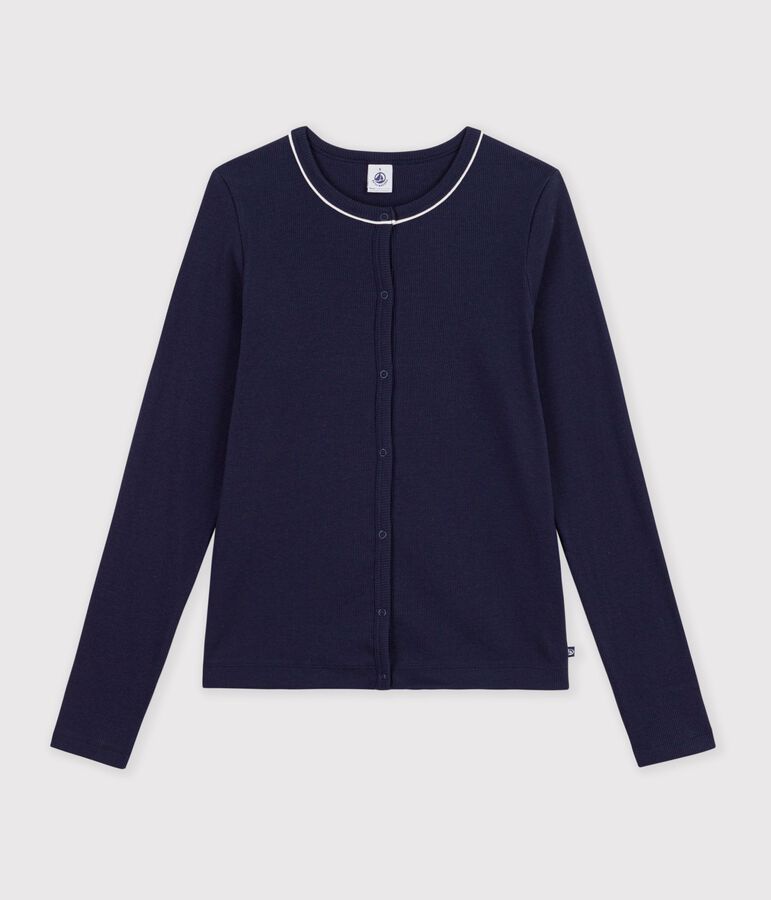 Effen katoenen damesvest blauw