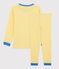 Gestreepte pyjama voor kleine meisjes/jongens in biokatoen geel ORGE/wit MARSHMALLOW