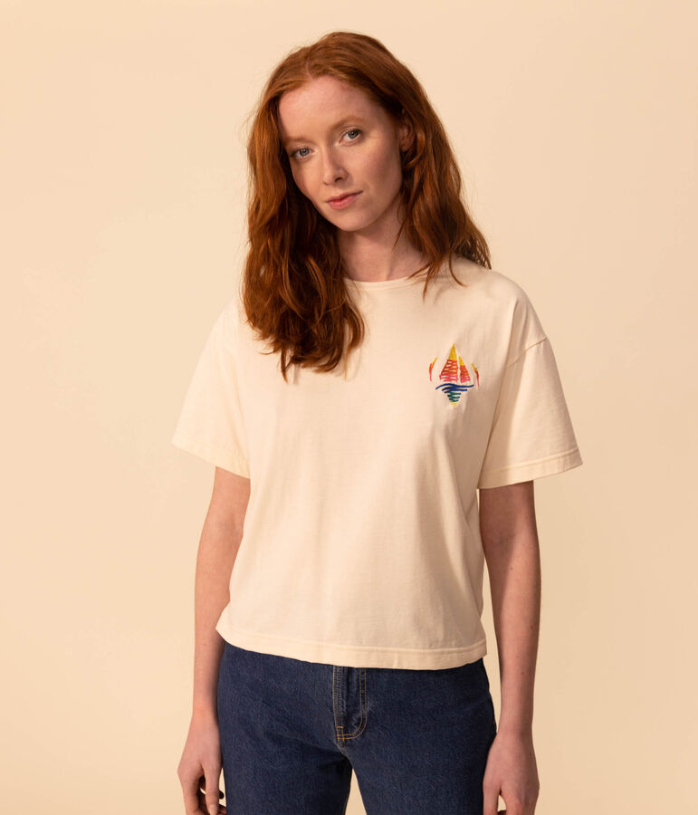 T-shirt LE BOXY en coton Femme &eacute;cru AVALANCHE