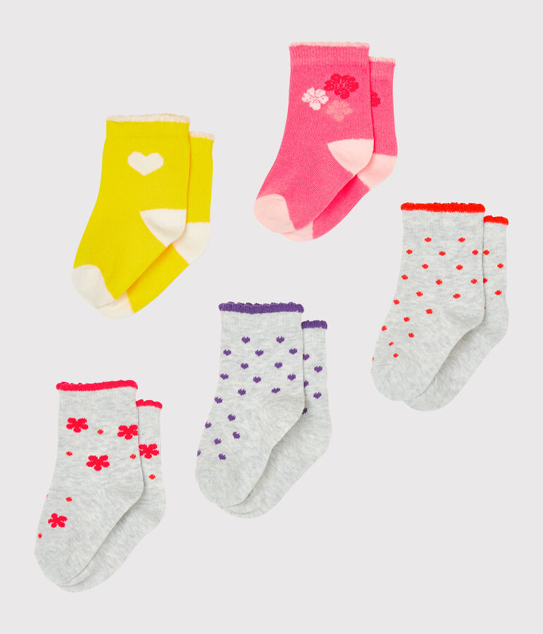 Lot de 5 paires de chaussettes b&eacute;b&eacute; fille multicouleur