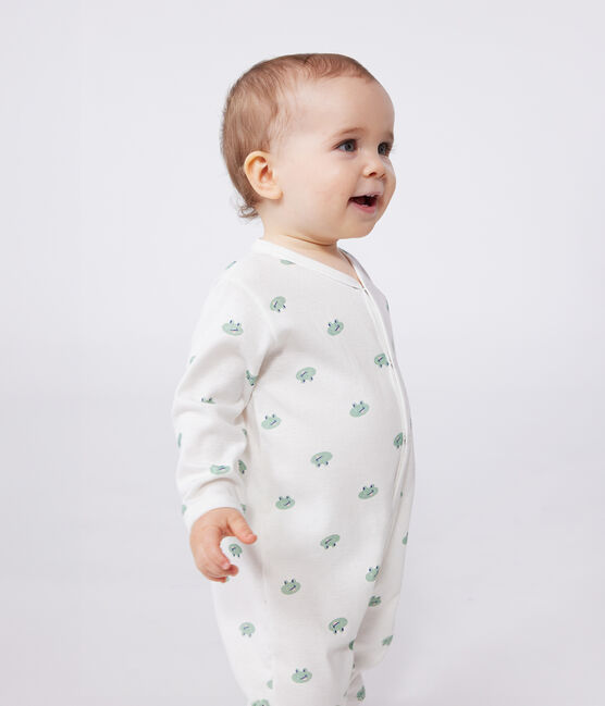 Pyjama bébé en coton grenouilles blanc MARSHMALLOW/blanc MULTICO