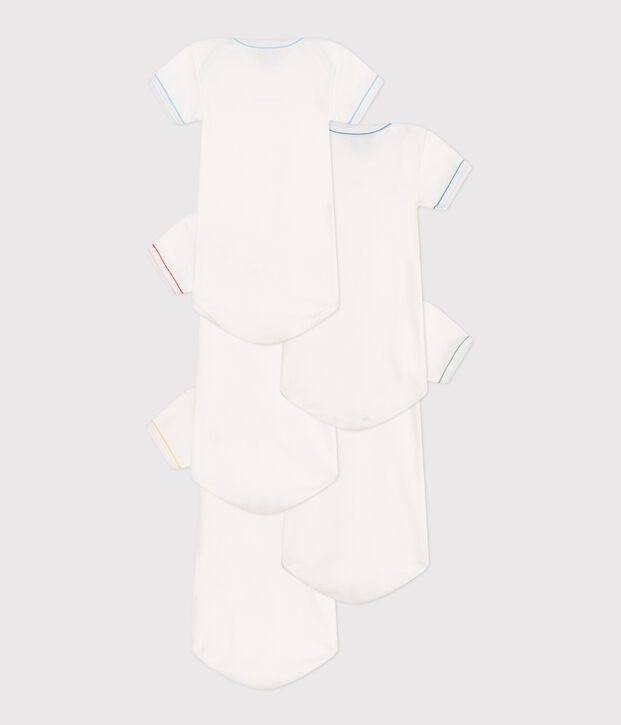 Setje met 5 katoenen babyrompertjes met korte mouw en weekdagenprint multicouleur