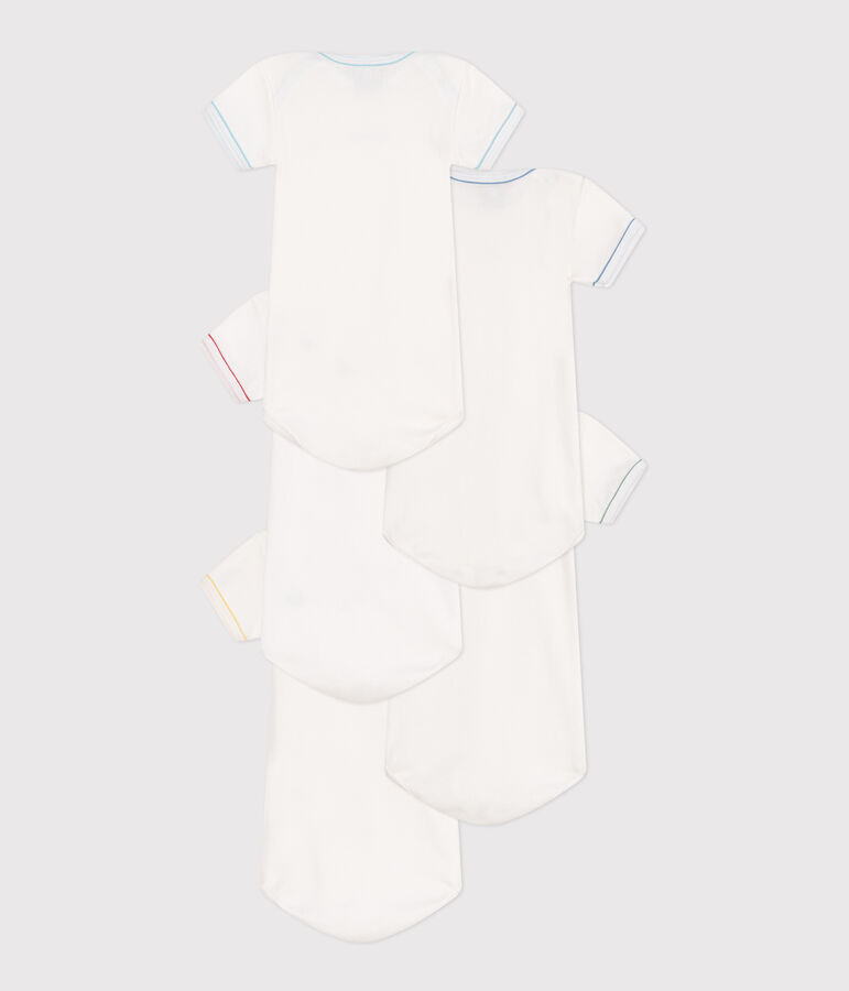 Setje met 5 katoenen babyrompertjes met korte mouw en weekdagenprint multicouleur