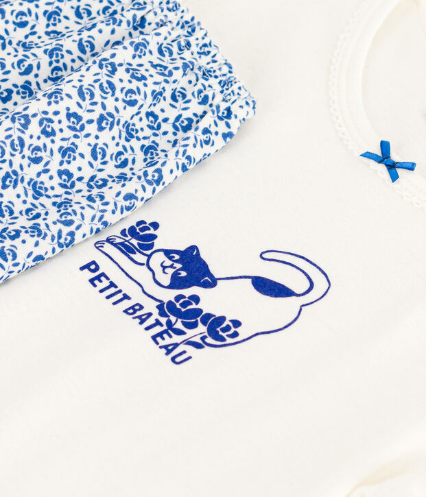 Korte katoenen pyjama voor kinderen blauw/blauw