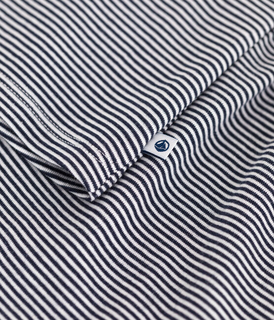 Korte, gestreepte pyjama met bandjes van katoen voor kinderen blauw SMOKING/wit MARSHMALLOW
