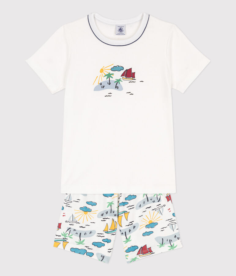 Pyjacourt explorateur en coton enfant blanc/multicouleur