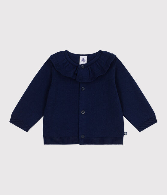 Cardigan bébé en tricot laine et coton uni à col SOIR