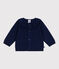 Cardigan bébé en tricot laine et coton uni à col SOIR
