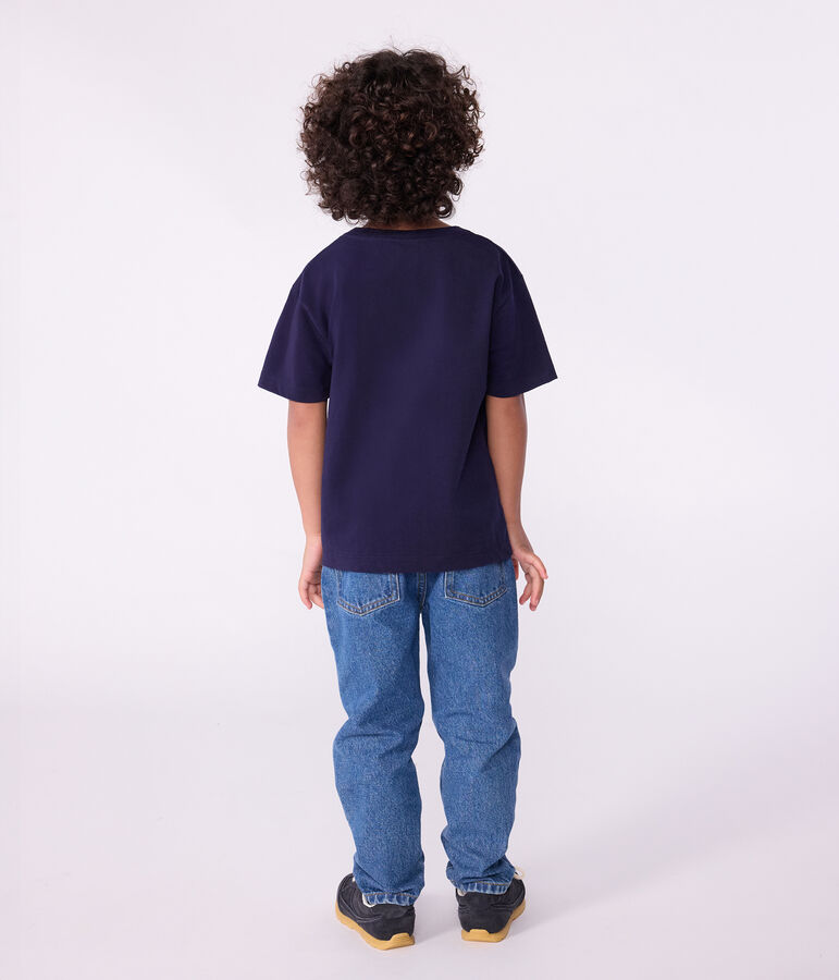 Tee-shirt enfant &agrave; manches courtes imprim&eacute; bleu