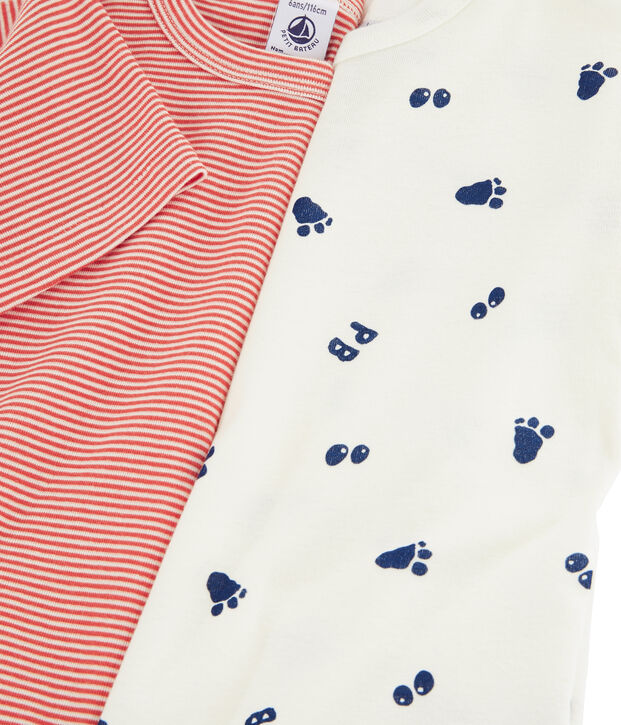 Set van 2 T-shirts met korte mouwen voor jongens met yeti voetafdruk multicouleur