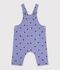 Salopette b&eacute;b&eacute; en serge jambes longues imprim&eacute;e c&oelig;urs violet/multicouleur