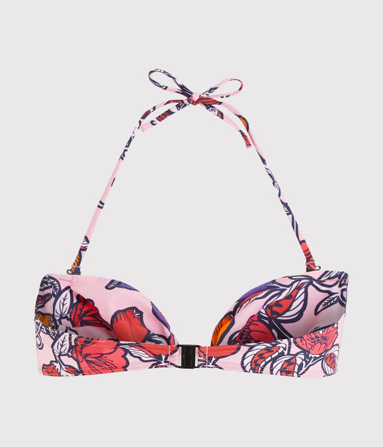 Haut de maillot de bain écoresponsable femme rose PATIENCE/blanc MULTICO