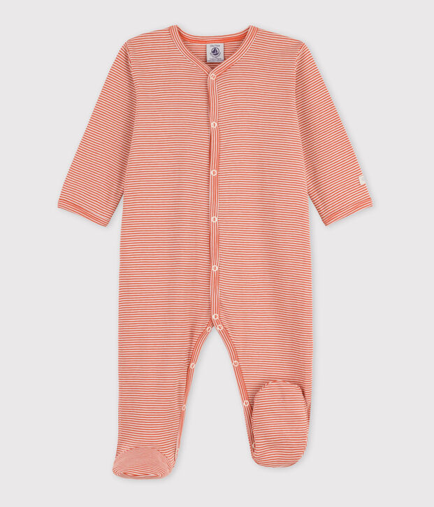 Dors-bien milleraies b&eacute;b&eacute; en coton rose/blanc