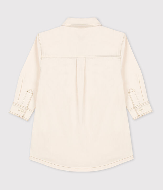 Meisjesjurk met lange mouwen in denim ecru