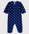 Surpyjama à étoiles bébé en polaire bleu MEDIEVAL/blanc MARSHMALLOW