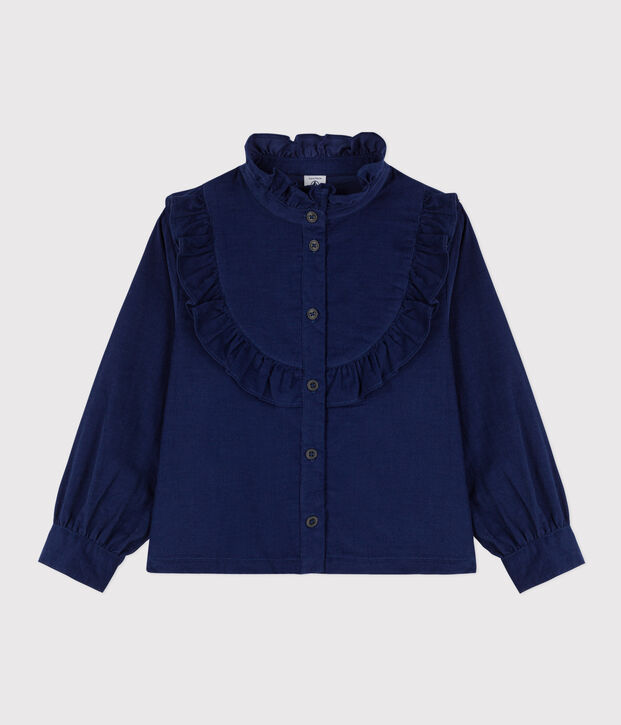 Meisjesblouse van fijn velours blauw