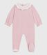 Pyjama bébé en velours ouverture au dos uni